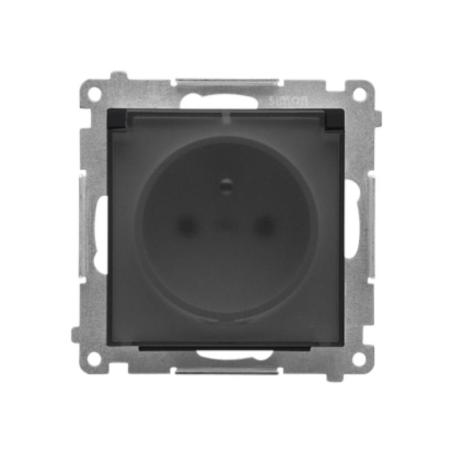 Simon 55 czarny - gniazdo z uziemieniem i uszczelką ramki TGZ1BCZ.01/149A