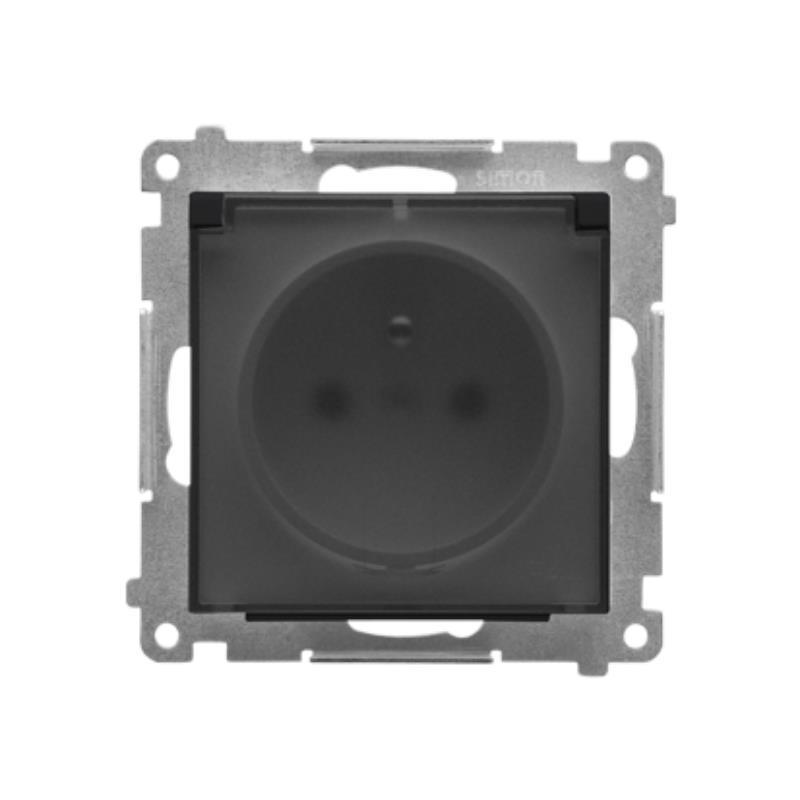 Simon 55 czarny - gniazdo z uziemieniem i przesłonami TGZ1BCUZ.01/149A