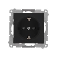 Simon 55 czarny - gniazdo schuko z przesłonami TGSZ1CZ.01/149