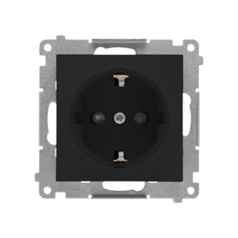 Simon 55 czarny - gniazdo schuko z przesłonami TGSZ1CZ.01/149