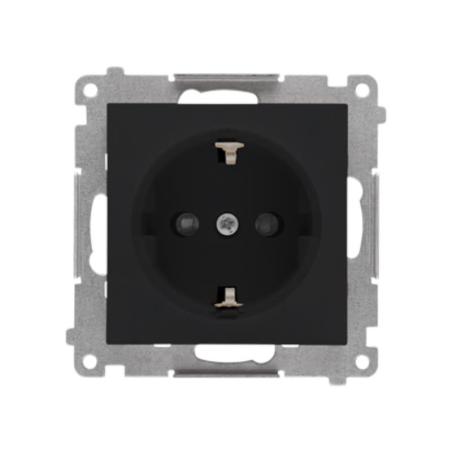 Simon 55 czarny - gniazdo schuko z przesłonami TGSZ1CZ.01/149