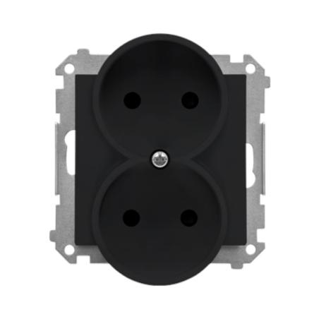 Simon 55 czarny - gniazdo podwójne bez uziemienia TG2MCZ.01/149