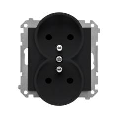 Simon 55 czarny - gniazdo podwójne z uziemieniem TGZ2MCZ.01/149