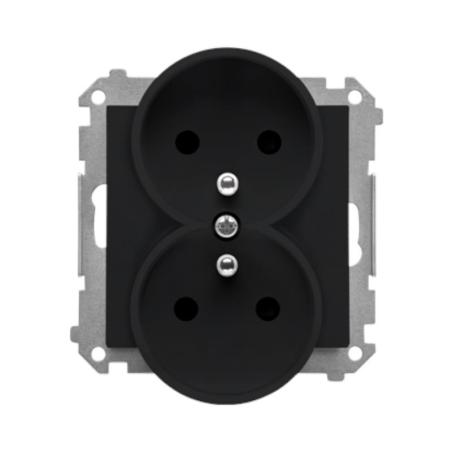 Simon 55 czarny - gniazdo podwójne z uziemieniem TGZ2MCZ.01/149