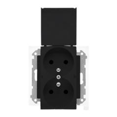 Simon 55 czarny - gniazdo podwójne z uziemieniem i uszczelką ramki TGZ2BMCZ.01/149