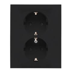 Simon 55 czarny - gniazdo schuko podwójne z przesłonami TGSZ2PZFAR/149