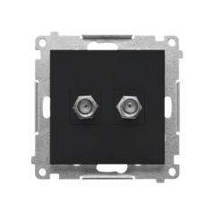 Simon 55 czarny - gniazdo antenowe typu F podwójne TASF2.01/149