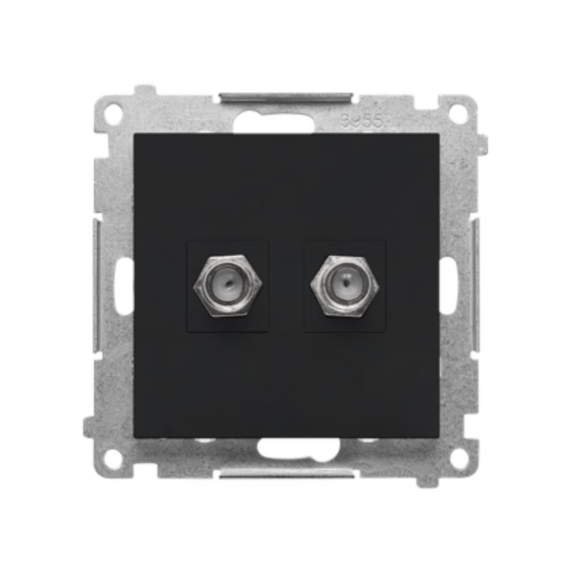 Simon 55 czarny - gniazdo antenowe typu F podwójne TASF2.01/149