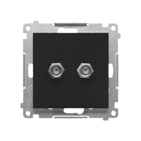 Simon 55 czarny - gniazdo antenowe typu F podwójne TASF2.01/149