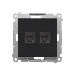 Simon 55 czarny - gniazdo telefoniczne RJ12 podwójne TF2.01/149