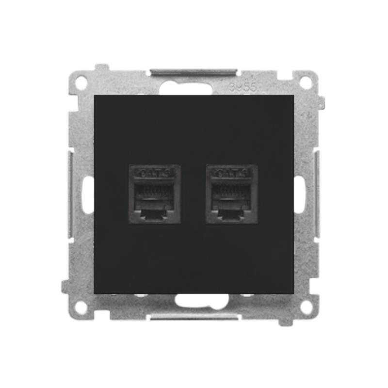 Simon 55 czarny - gniazdo telefoniczne RJ12 podwójne TF2.01/149