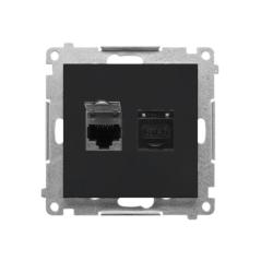 Simon 55 czarny - gniazdo komputerowe RJ45 podwójne T62.01/149