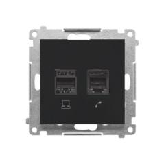 Simon 55 czarny - gniazdo komputerowe RJ45 + telefoniczne RJ12 T5F.01/149