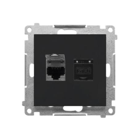 Simon 55 czarny - gniazdo komputerowe RJ45 podwójne ekranowane T62E.01/149