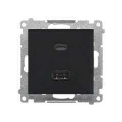 Simon 55 czarny - ładowarka USB TEC2CA.01/149