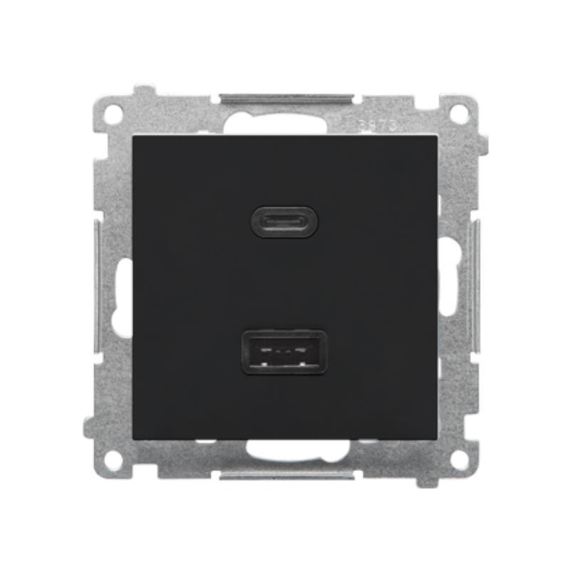 Simon 55 czarny - ładowarka USB TEC2CA.01/149