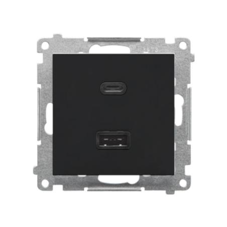 Simon 55 czarny - ładowarka USB TEC2CA.01/149