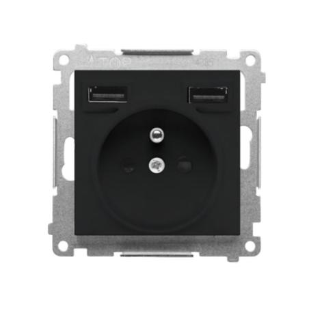 Simon 55 czarny - gniazdo z ładowarką USB TGZ1ZUSB2AA.01/149