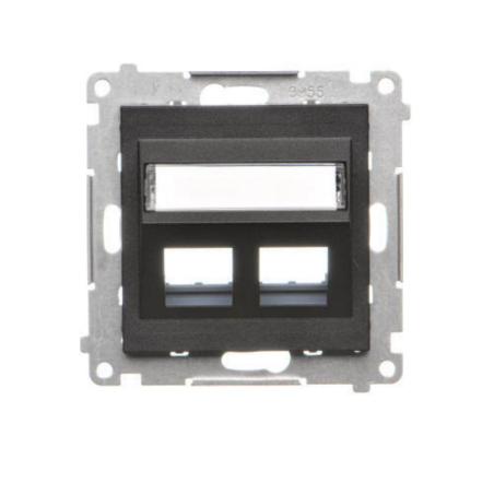Simon 55 czarny - pokrywa gniazd teleinformatycznych podwójna skośna TKP2S.01/149
