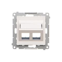 Simon 55 biały - pokrywa gniazd teleinformatycznych podwójna skośna TKP2S.01/111
