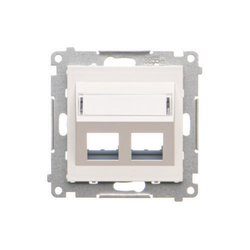 Simon 55 biały - pokrywa gniazd teleinformatycznych podwójna skośna TKP2S.01/111