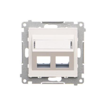 Simon 55 biały - pokrywa gniazd teleinformatycznych podwójna skośna TKP2S.01/111