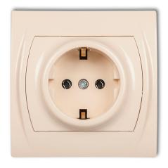 Karlik Logo beż - gniazdo pojedyncze schuko z przesłonami - 1LGP-1sp