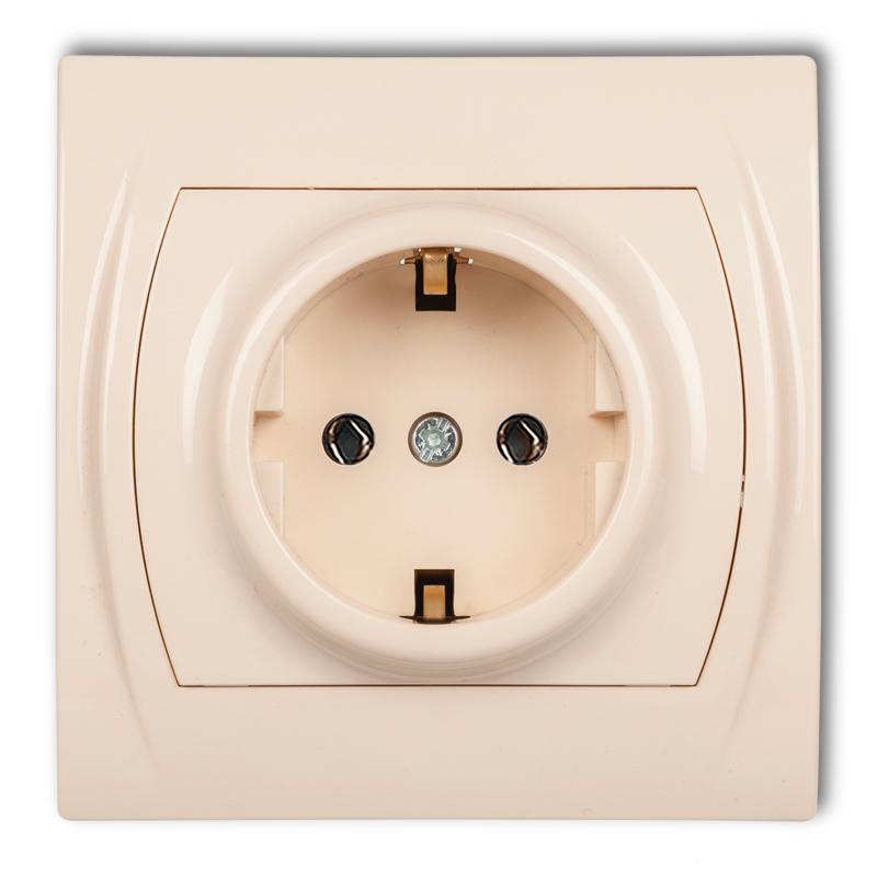 Karlik Logo beż - gniazdo pojedyncze schuko z przesłonami - 1LGP-1sp