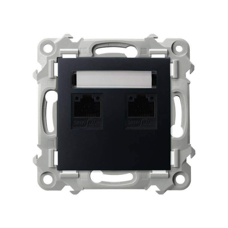 Ospel Szafir czarny - gniazdo komputerowe kat.5e Rj-45 GPK-2Z/K/m/33