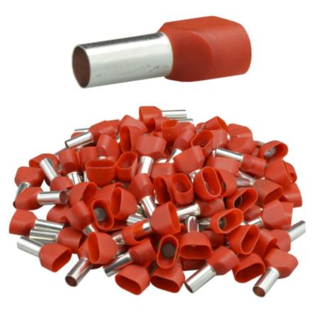 Końcówka tulejkowa izolowana podwójna 2x1.0/10 czerwona (100 szt.)