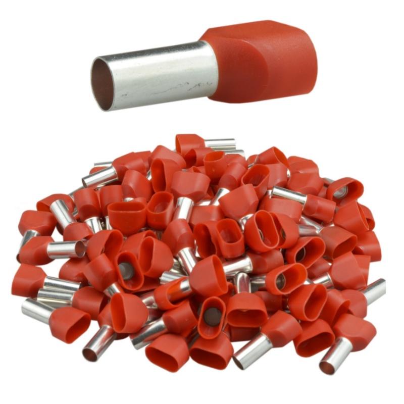 Końcówka tulejkowa izolowana podwójna 2X10.0/14 czerwona (100 szt.)