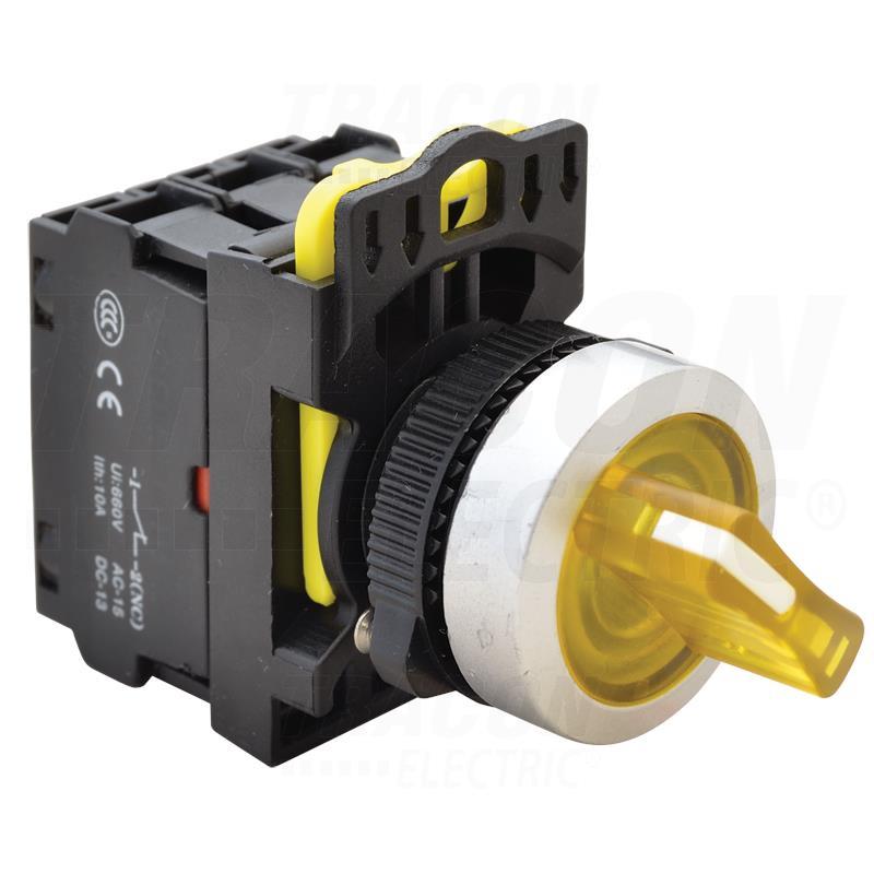 Przełącznik pokrętny podświetlany LED, dwustanowy sprężynowy NYK3-SL24Y żółty