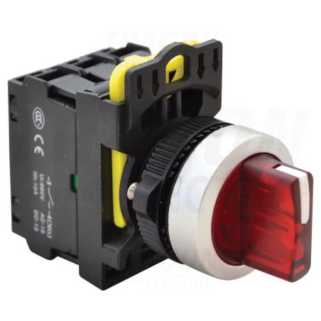 Przełącznik pokrętny podświetlany LED, trzystanowy NYK3-SL31R czerwony