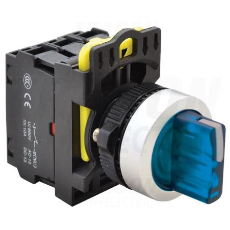Przełącznik pokrętny podświetlany LED, trzystanowy sprężynowy NYK3-SL34B niebieski