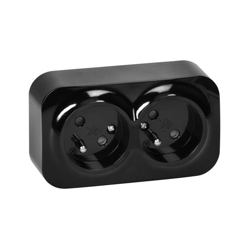 Gniazdo natynkowe podwójne ToDo 2x2P+Z IP20 czarne