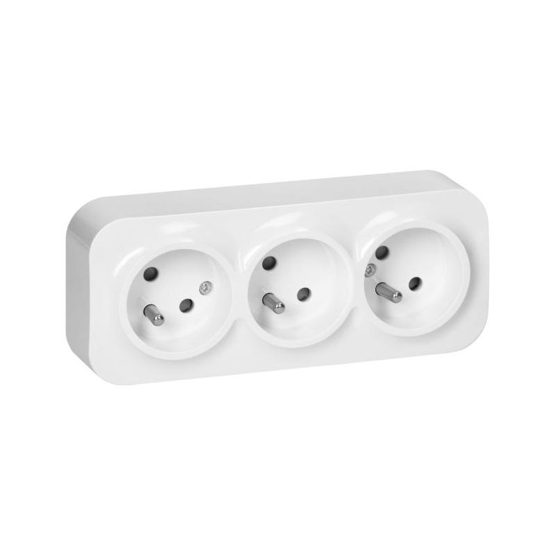 Gniazdo natynkowe potrójne ToDo 2P+Z IP20 białe