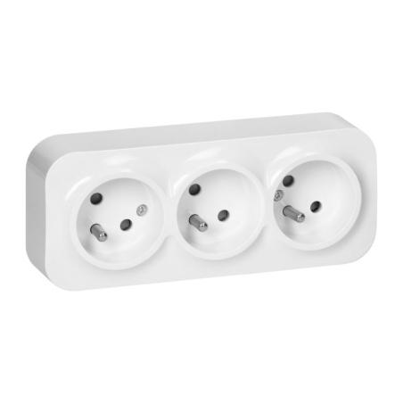 Gniazdo natynkowe potrójne ToDo 2P+Z IP20 białe