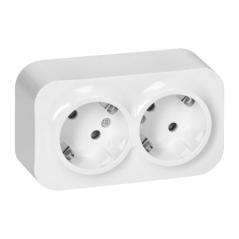 Gniazdo natynkowe podwójne Schuko ToDo 2x2P+Z IP20 białe