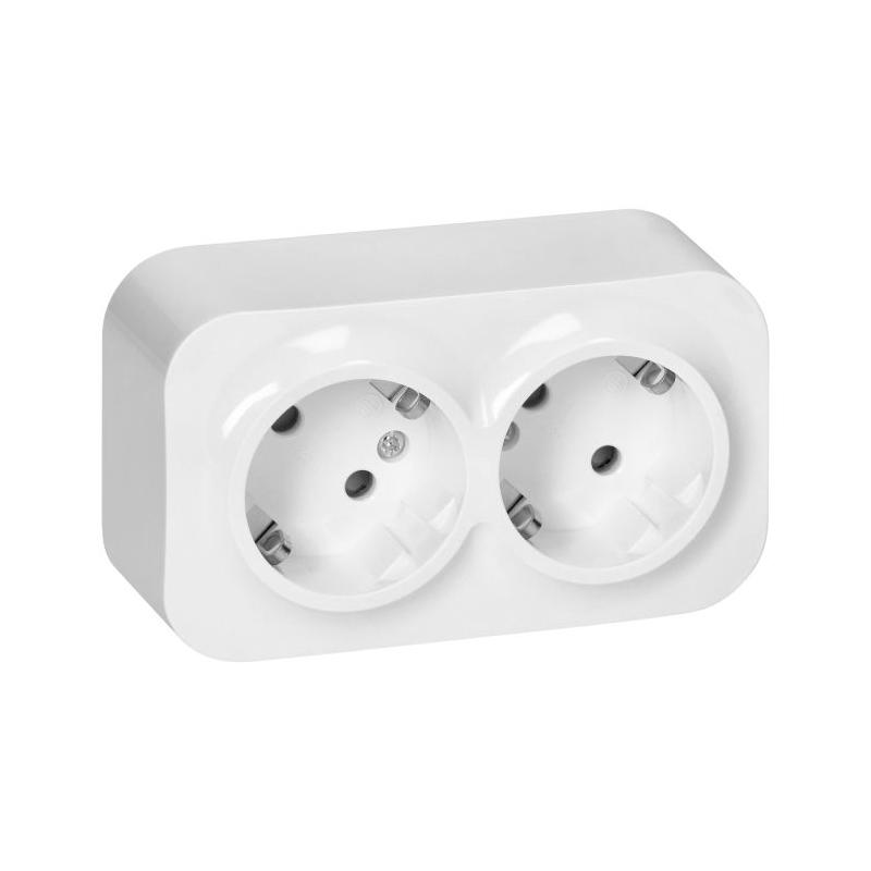 Gniazdo natynkowe podwójne Schuko ToDo 2x2P+Z IP20 białe