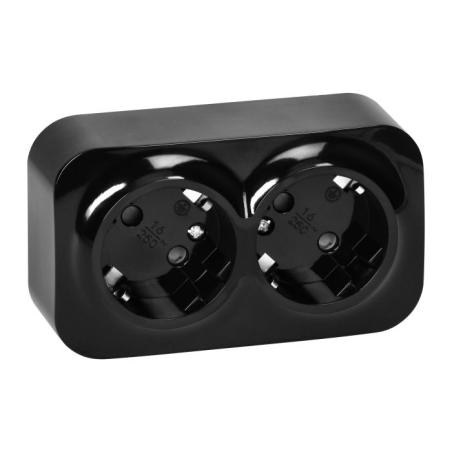 Gniazdo natynkowe podwójne Schuko ToDo 2x2P+Z IP20 czarne