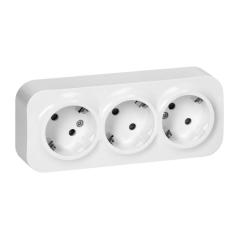Gniazdo natynkowe potrójne Schuko ToDo 2P+Z IP20 białe