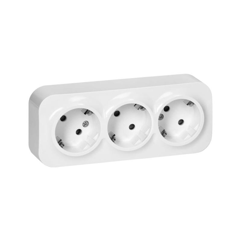 Gniazdo natynkowe potrójne Schuko ToDo 2P+Z IP20 białe