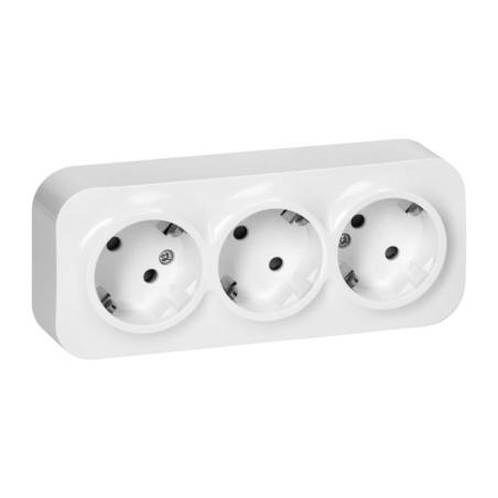 Gniazdo natynkowe potrójne Schuko ToDo 2P+Z IP20 białe