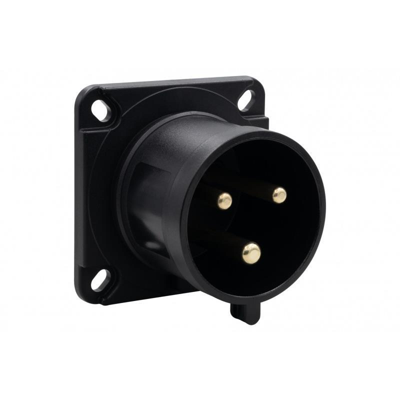 Wtyk przemysłowy tablicowy odbiornikowy 32A/3P 200V-250V /FE/ IP44 czarny F7.0156