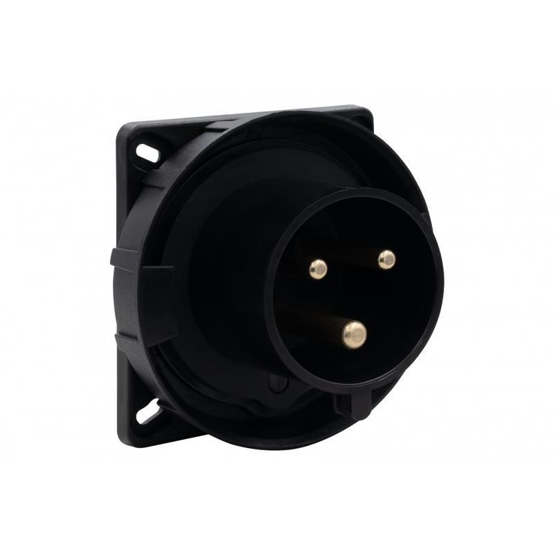 Wtyk przemysłowy tablicowy odbiornikowy 32A/3P 200V-250V /FE/ IP67 czarny F7.0158