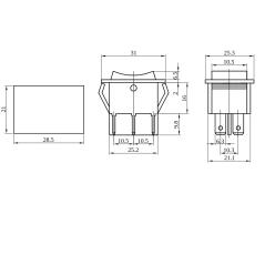 Wyłącznik kołyskowy włącz-wyłącz 2-polowy zielony TES-44