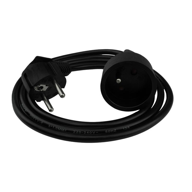 Przedłużacz 1 gniazdo 1.5m z/u 3x1.0mm2 czarny