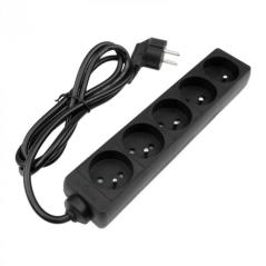 Przedłużacz 5 gniazd 1.5m z/u 3x1.0mm2 czarny