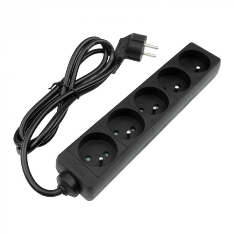 Przedłużacz 5 gniazd 1.5m z/u 3x1.0mm2 czarny