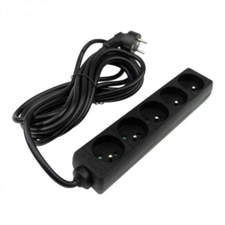 Przedłużacz 5 gniazd 5m z/u 3x1.5mm2 czarny